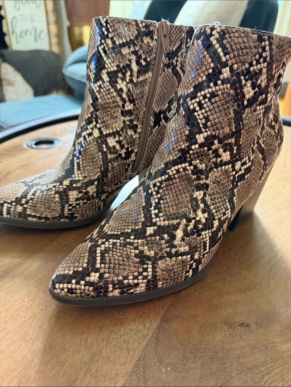 Kaari Blue Snake-Print Ankle Boots - Brown/Black